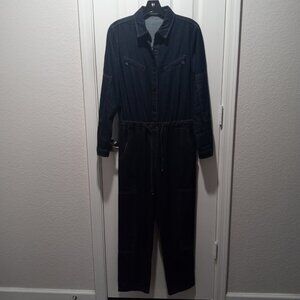 Genuine People Dark Denim Long Sleeve Jumpsuit